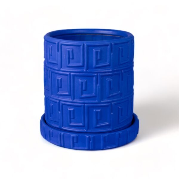 Terracotta Vaso With Saucer "Greca" - Blu