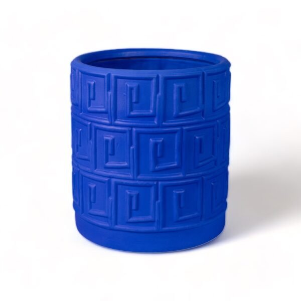 Terracotta Vaso With Saucer "Greca" - Blu - immagine 2