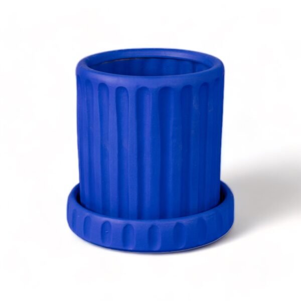 Terracotta Vaso With Saucer "Dorico" - Blu
