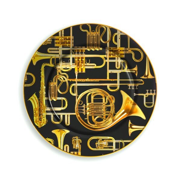 Porcelain Piatto Trumpets Oro Border